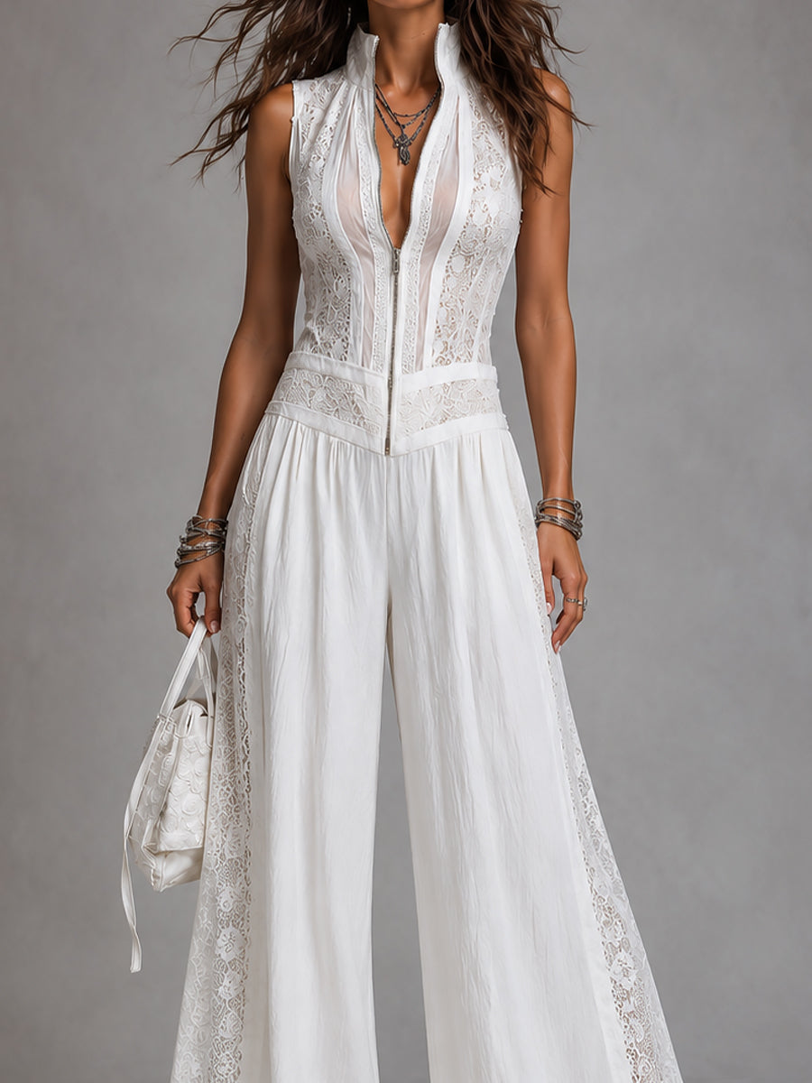 VALENTINA | Jumpsuit Largo de Pierna Ancha con Escote en V y Diseño Elegante.