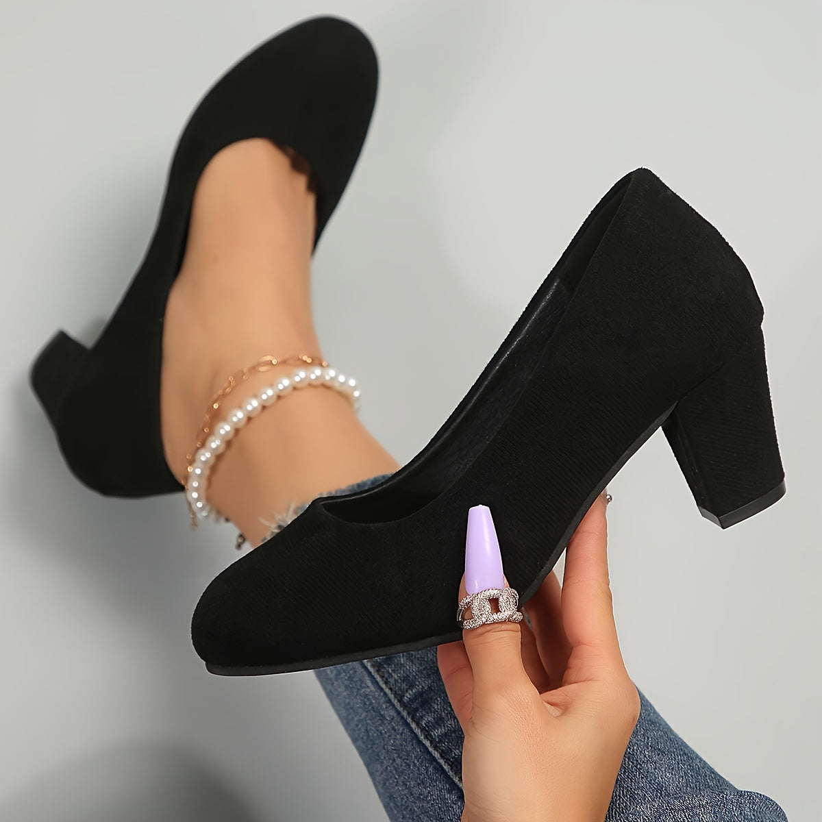 PAZ | Zapatos de tacón con punta ancha y tacón estable