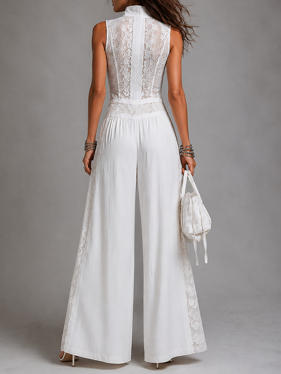 VALENTINA | Jumpsuit Largo de Pierna Ancha con Escote en V y Diseño Elegante.