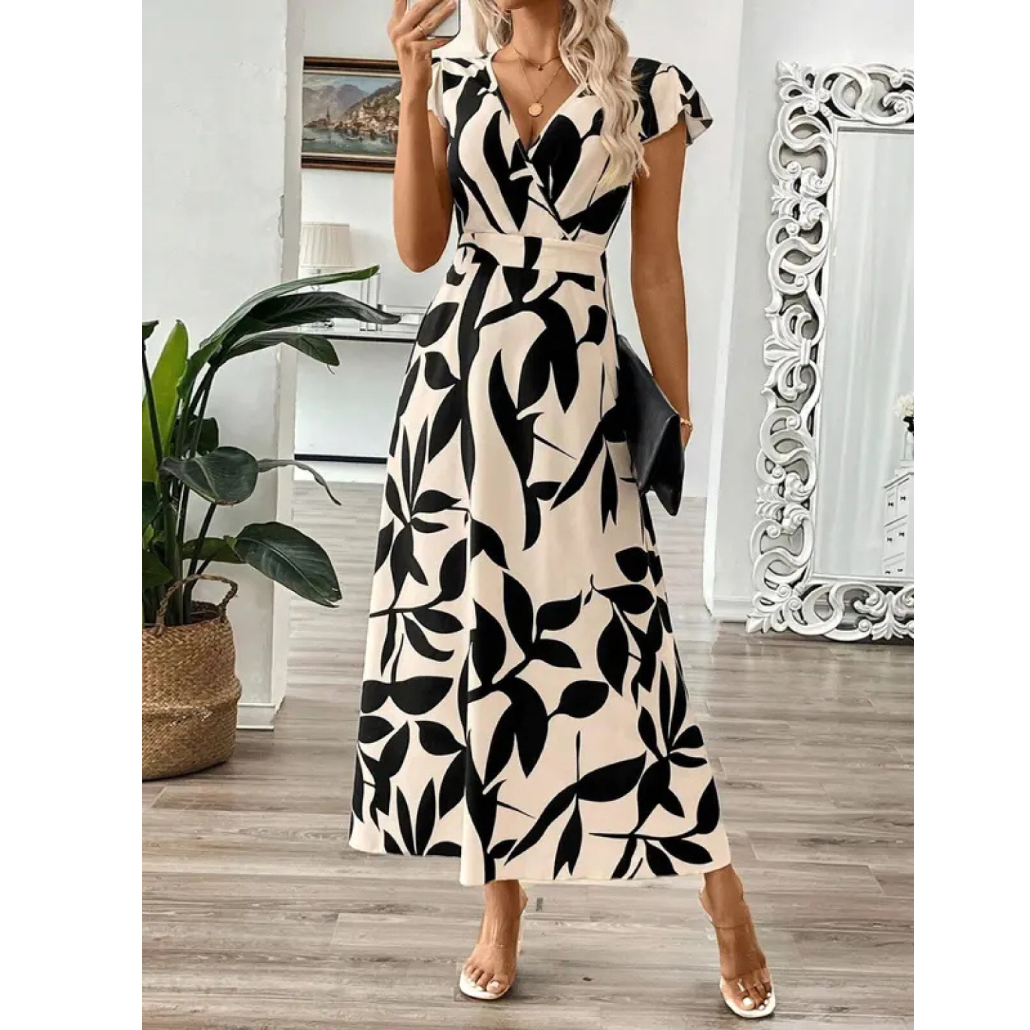 ODESSA™ | VESTIDO ELEGANTE CON ESTAMPADO DE HOJAS
