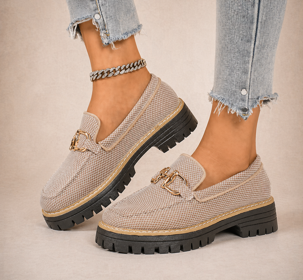 Mocasines de malla transpirable con suela gruesa