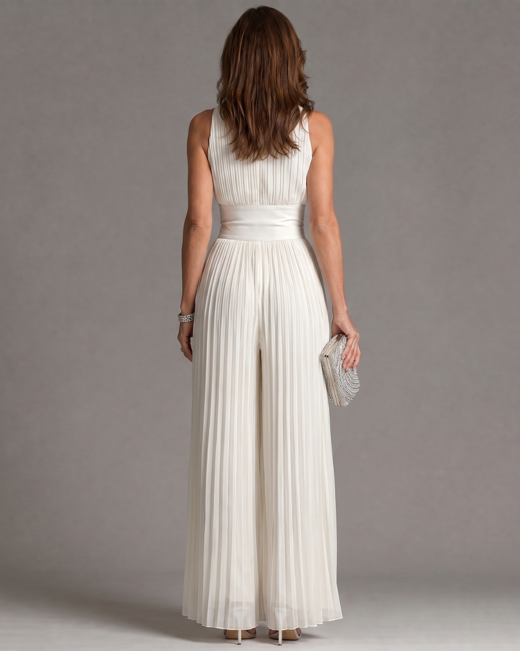 VALERIA | Jumpsuit Plisado De Gala Cuello Alto