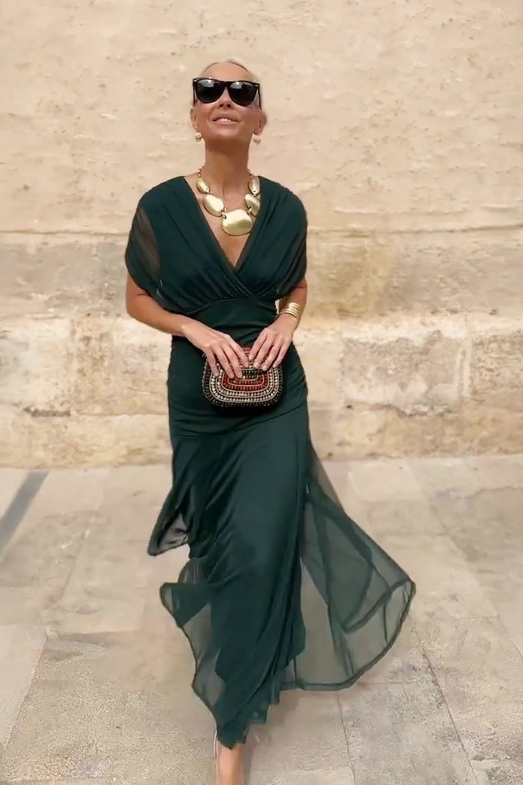 VESTIDO ELEGANTE CON CUELLO EN V
