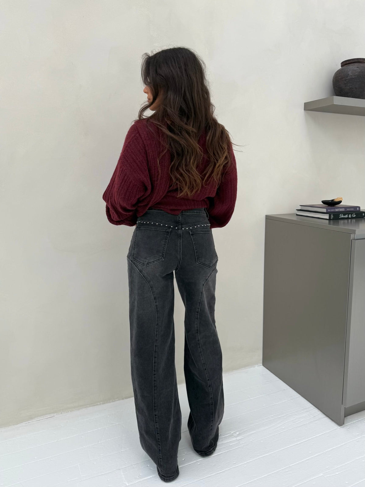 VALERIA | Denim De Tachuelas Negro