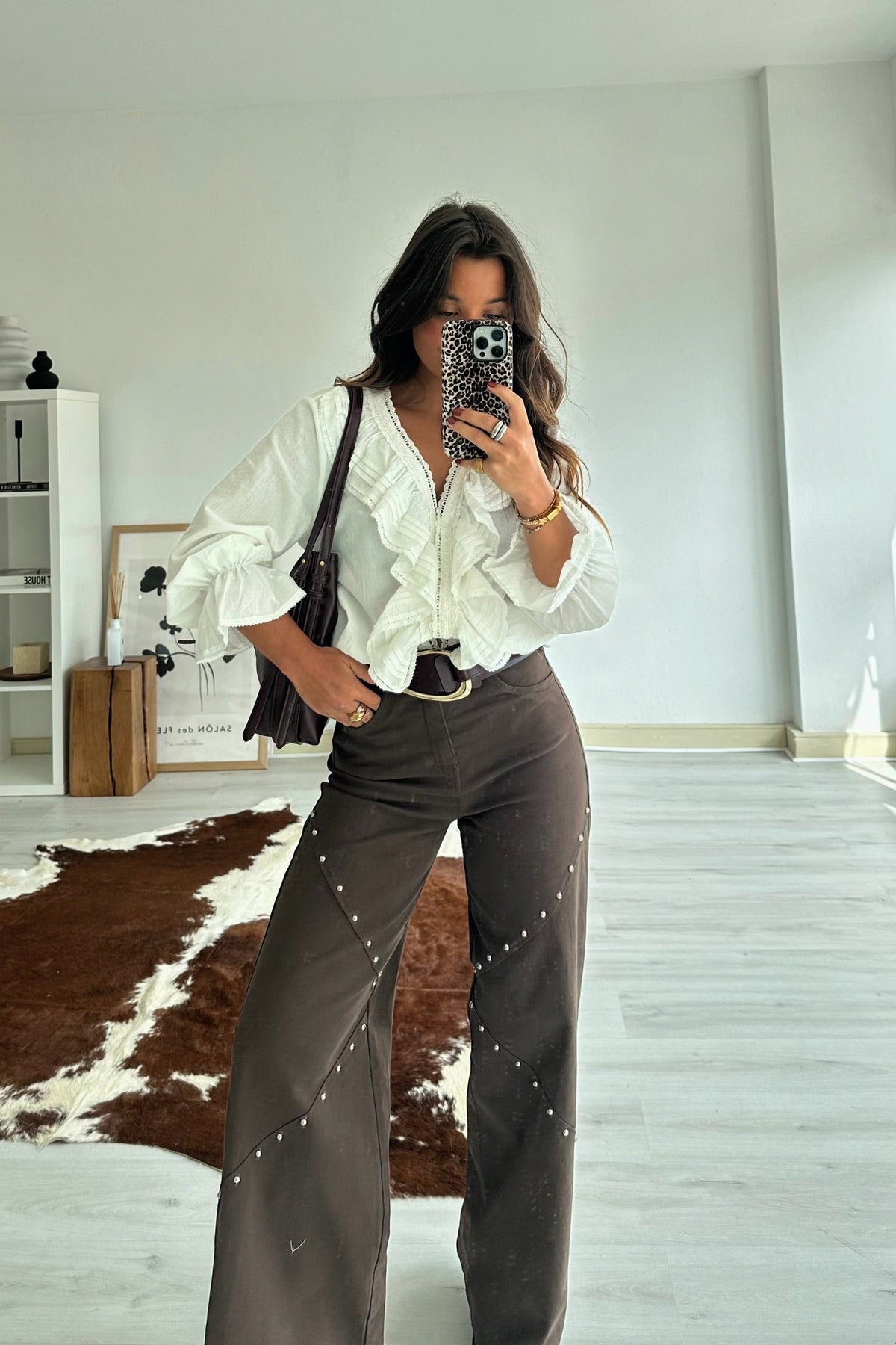 VITTORIA | Denim De Tachuelas Marrón