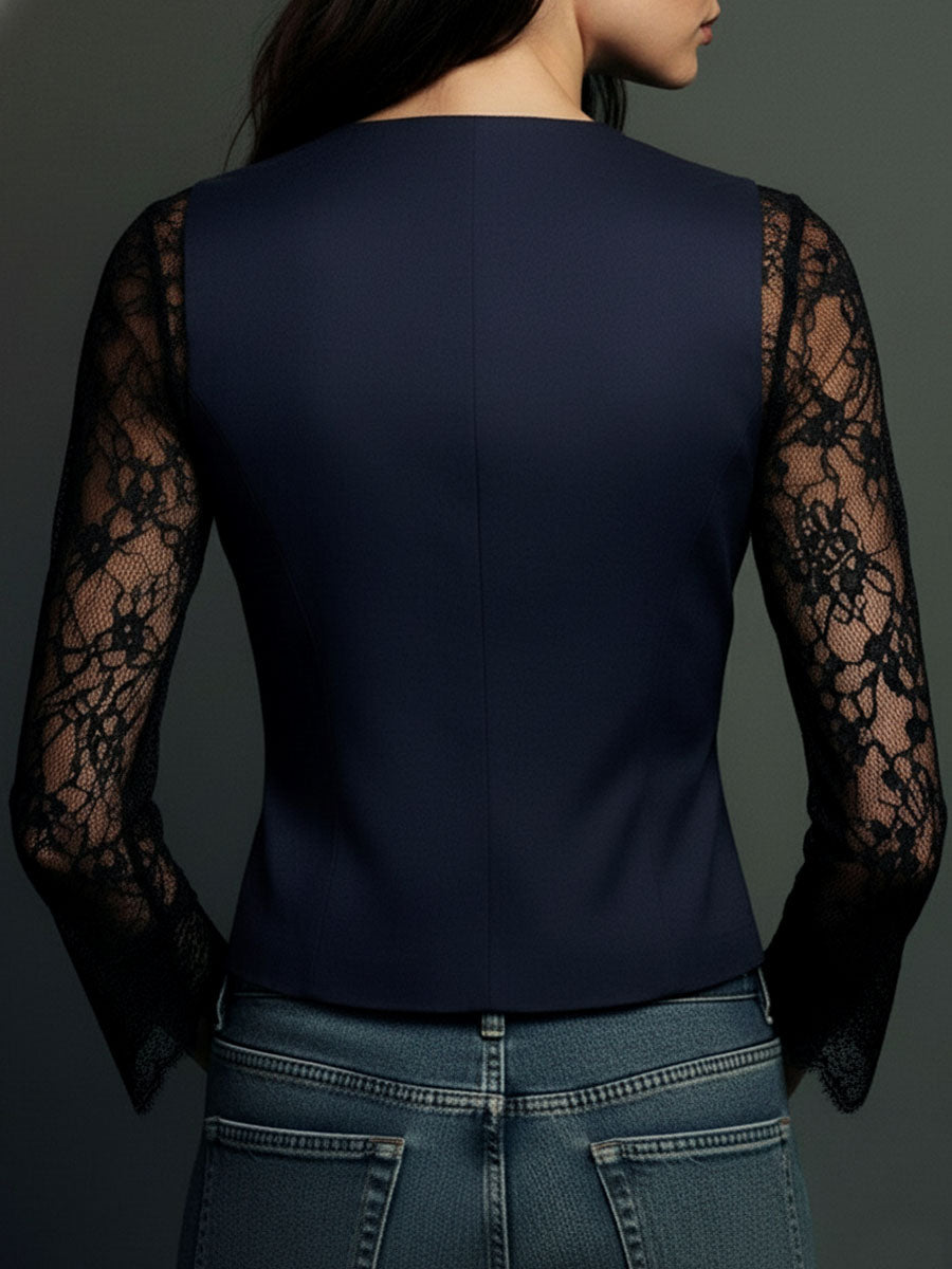 NOEMI | Blazer negro con mangas semitransparentes