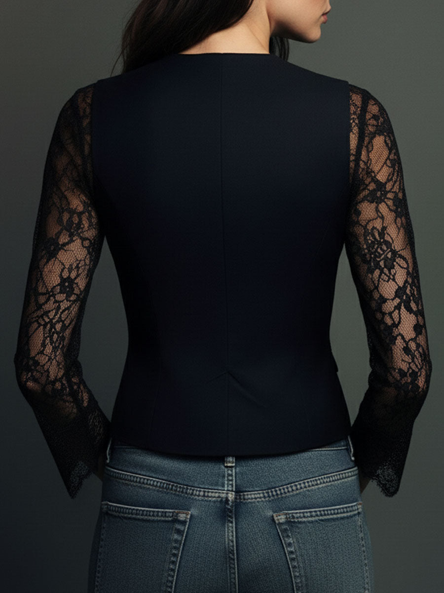 NOEMI | Blazer negro con mangas semitransparentes