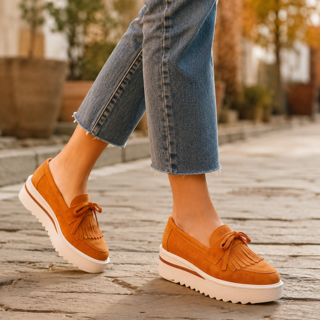 Valeria | Mocasín de ante trenzado con borlas