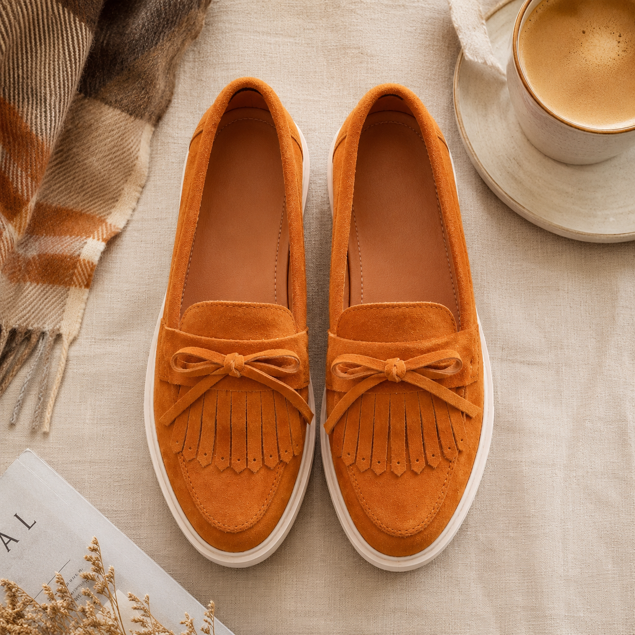 Valeria | Mocasín de ante trenzado con borlas