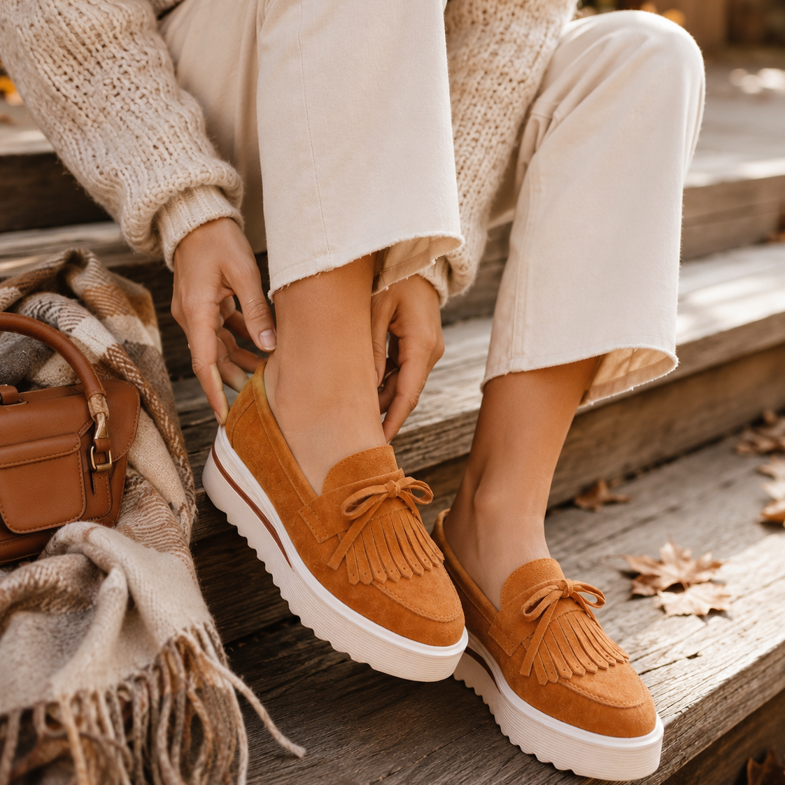Valeria | Mocasín de ante trenzado con borlas