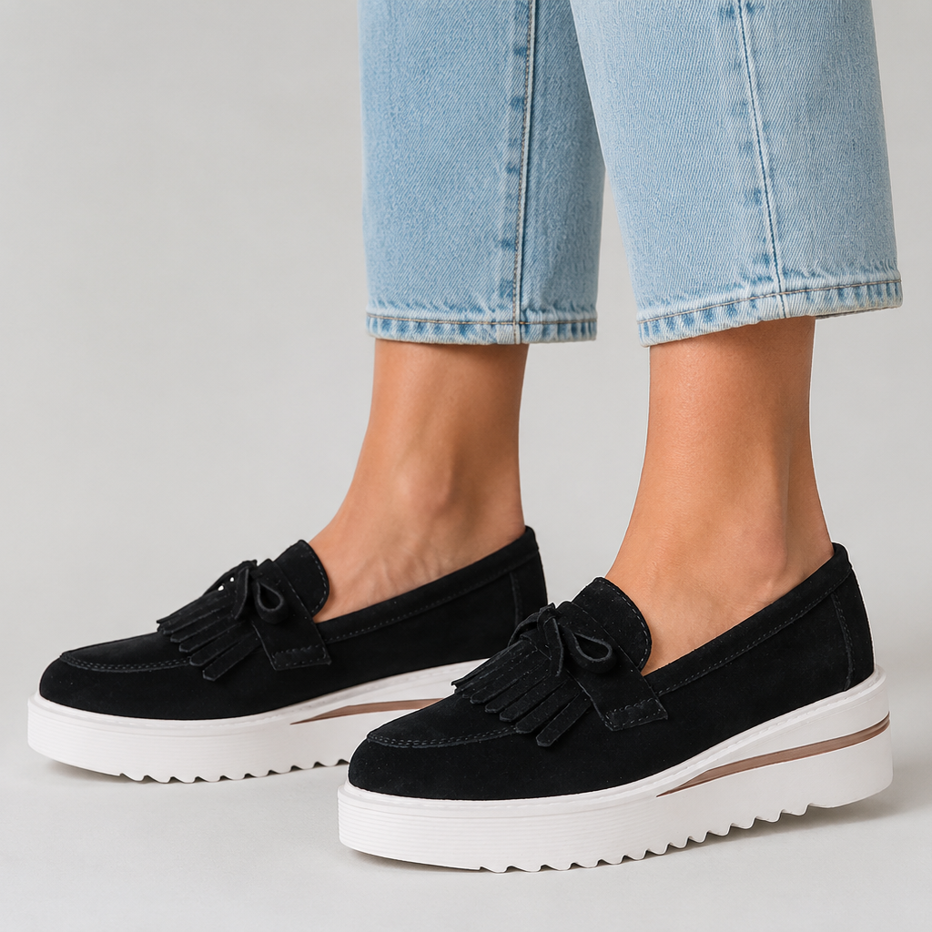 Valeria | Mocasín de ante trenzado con borlas