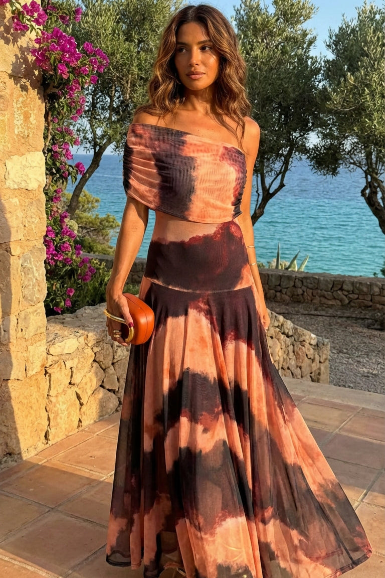 CASSIA | Vestido Largo Tie-Dye de Escote Cuadrado