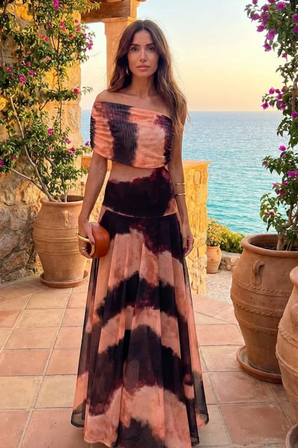 CASSIA | Vestido Largo Tie-Dye de Escote Cuadrado