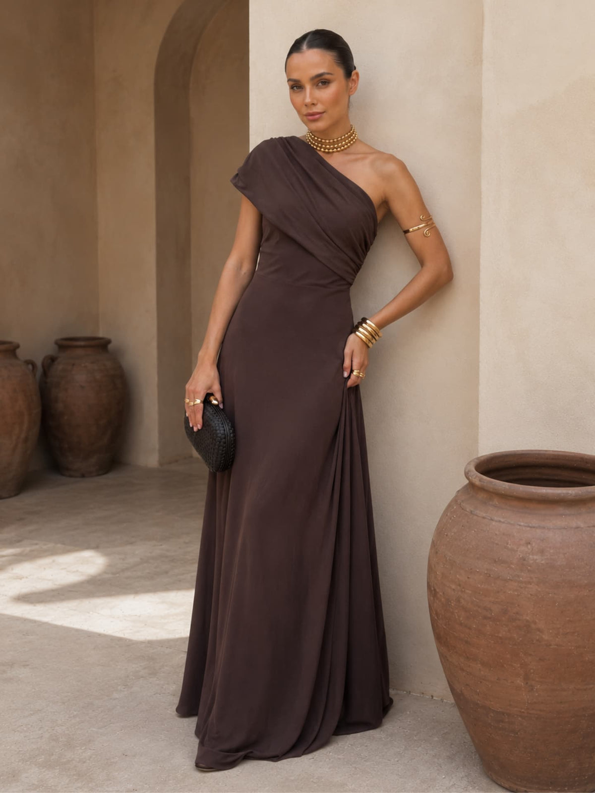 MARTINA | Vestido Largo de Escote Bardot Drapeado