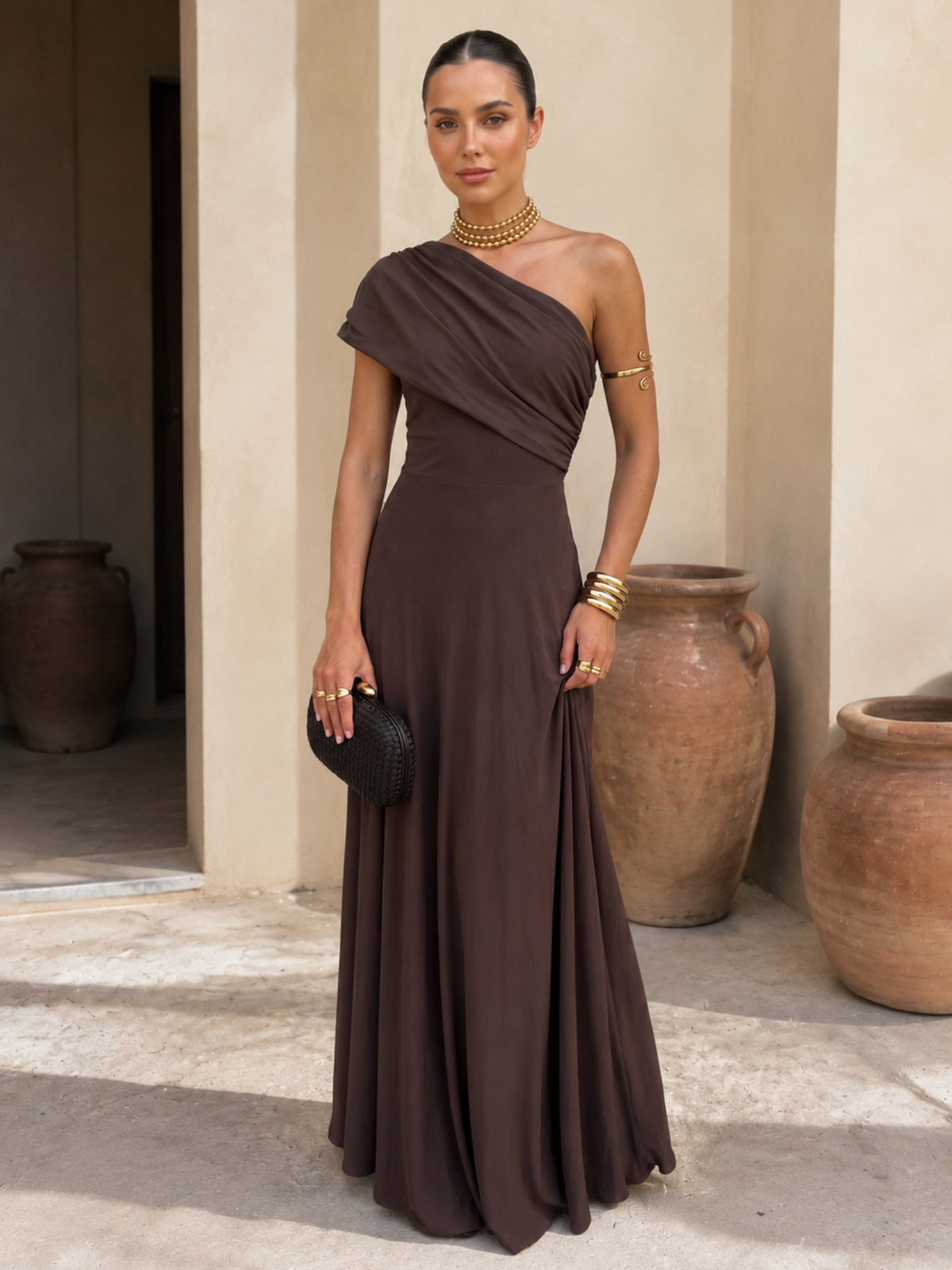 MARTINA | Vestido Largo de Escote Bardot Drapeado