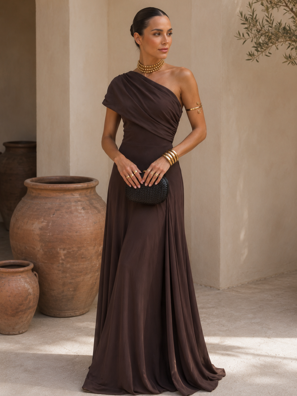 MARTINA | Vestido Largo de Escote Bardot Drapeado