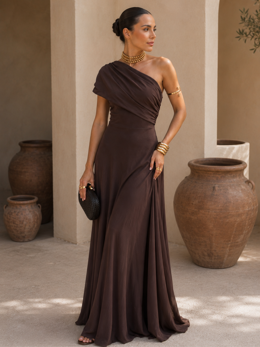 MARTINA | Vestido Largo de Escote Bardot Drapeado