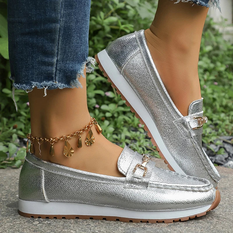 Tatiana | Mocasines metalizados slip-on.