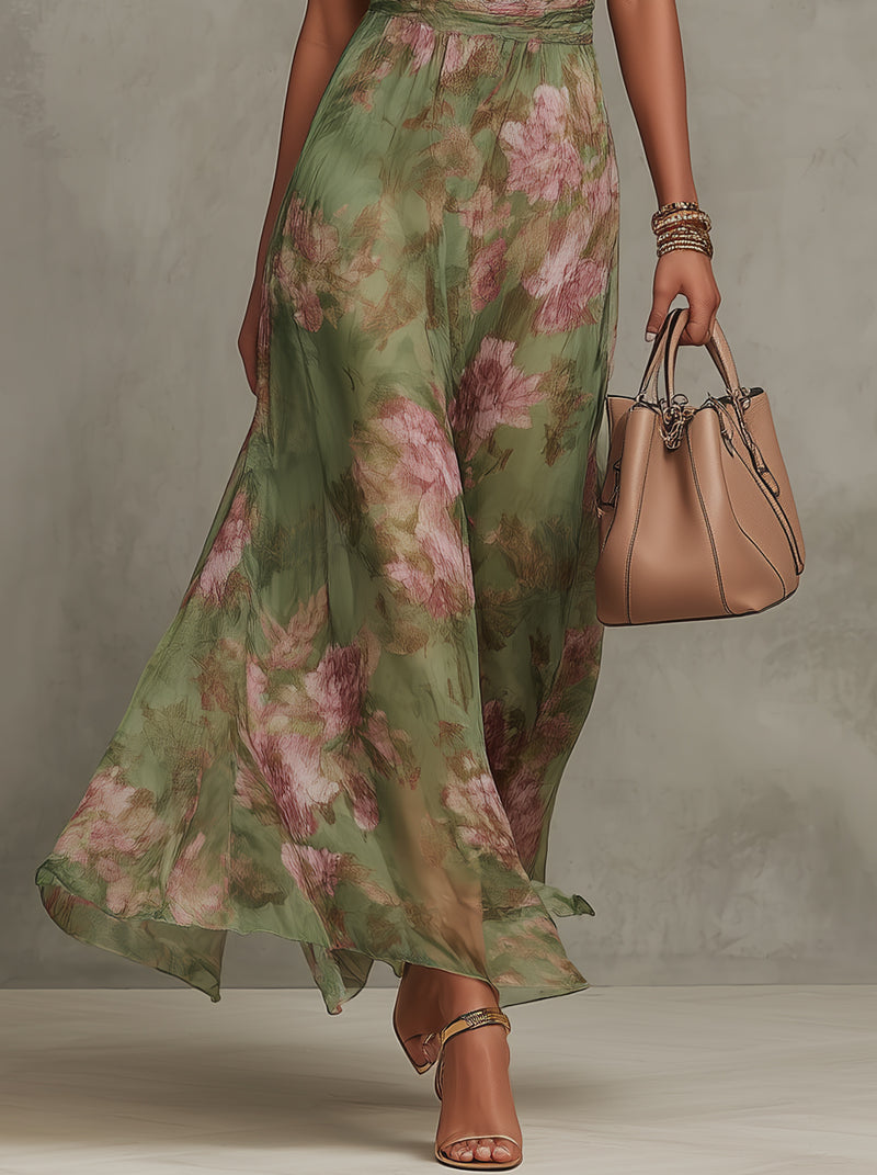 VESTIDO FLORAL CON CUELLO ALTO