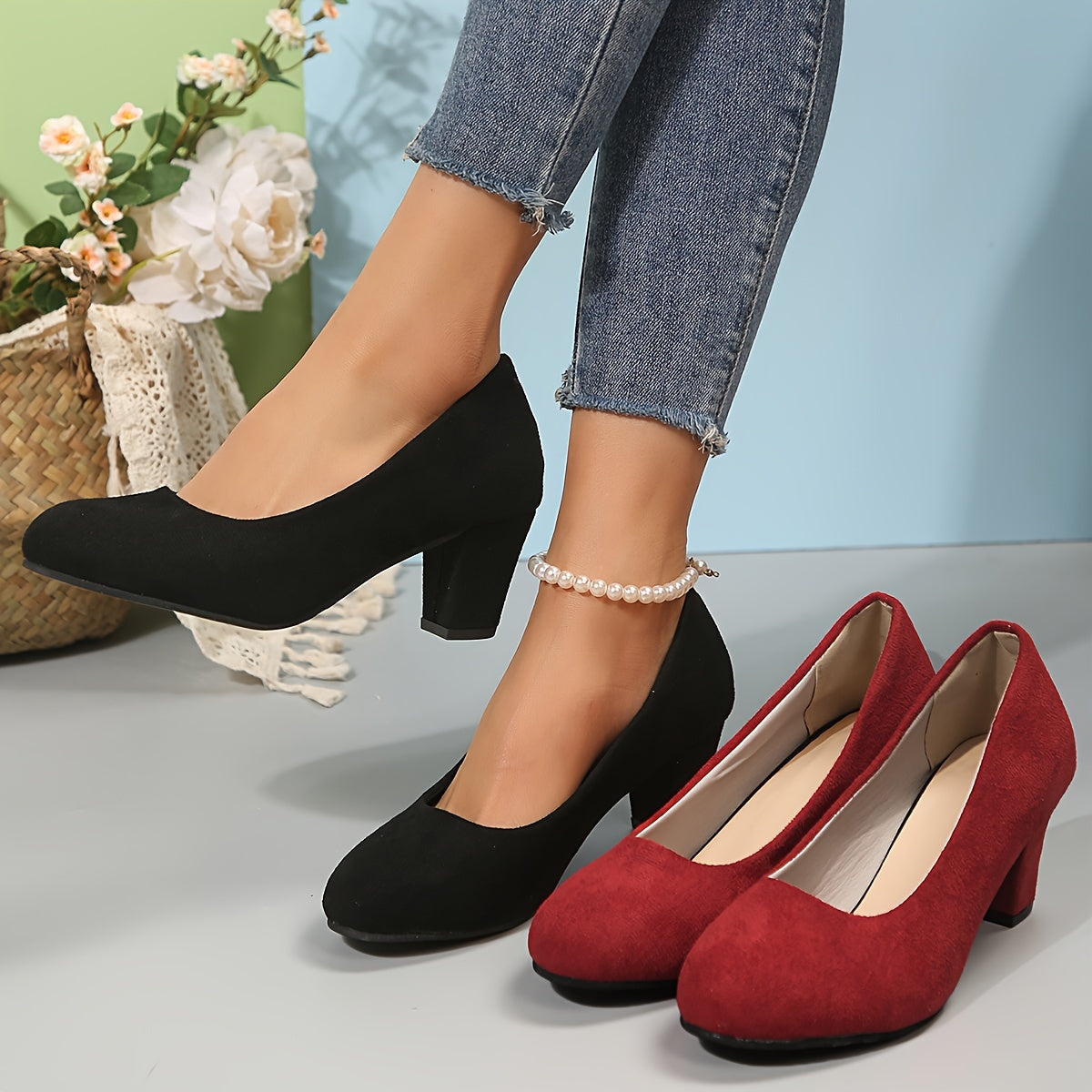 PAZ | Zapatos de tacón con punta ancha y tacón estable