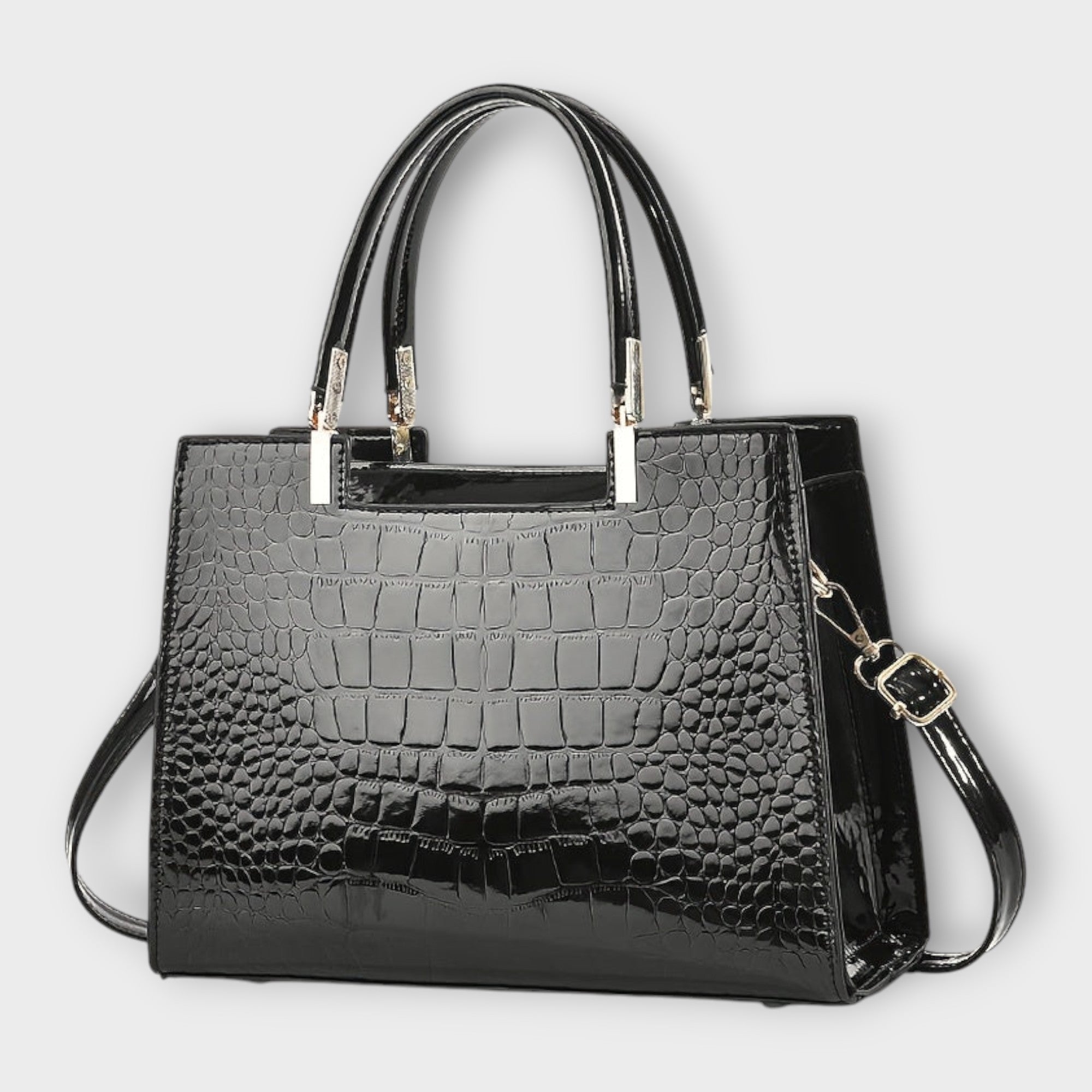 BOLSO CON ESTAMPADO DE COCODRILO BRILLANTE