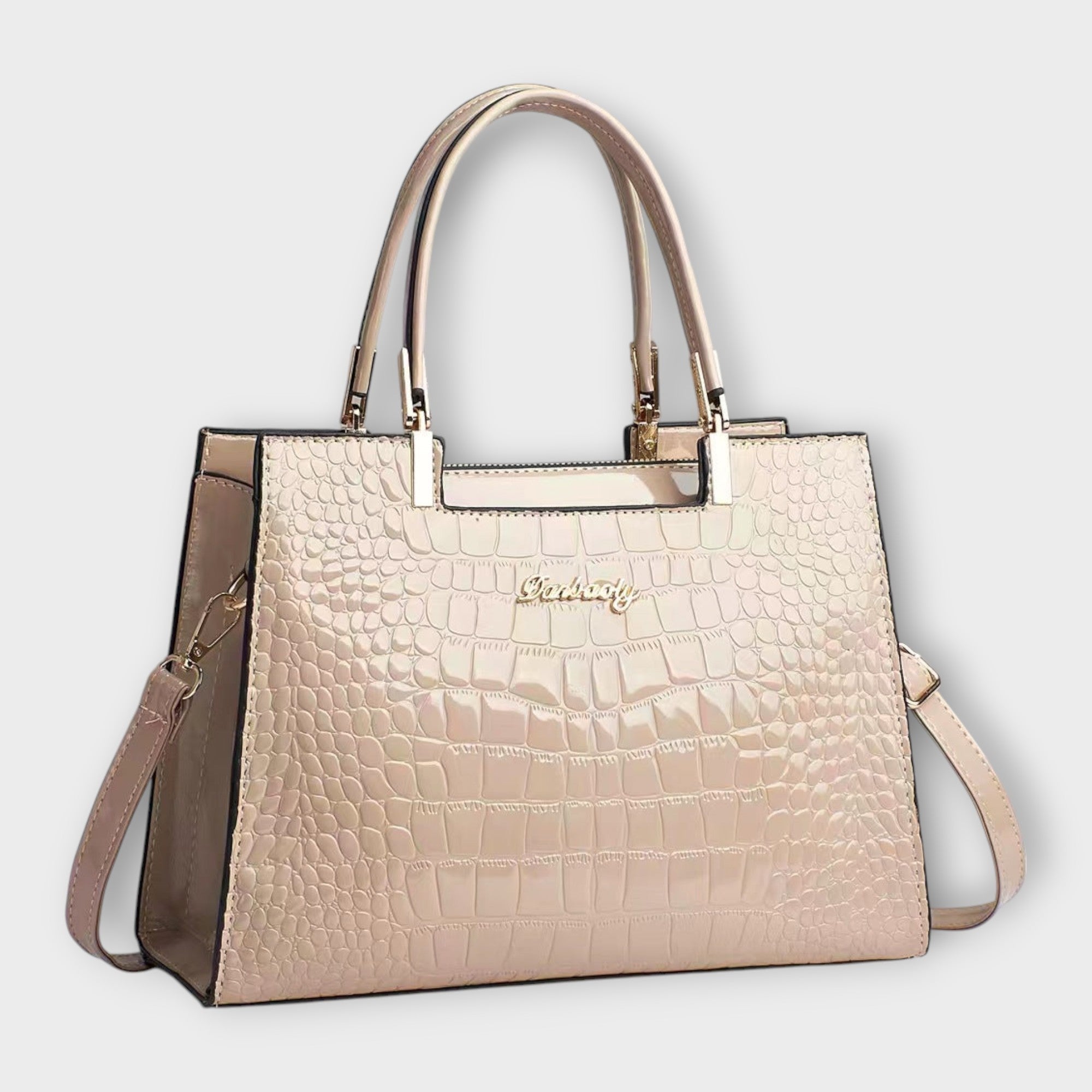 BOLSO CON ESTAMPADO DE COCODRILO BRILLANTE
