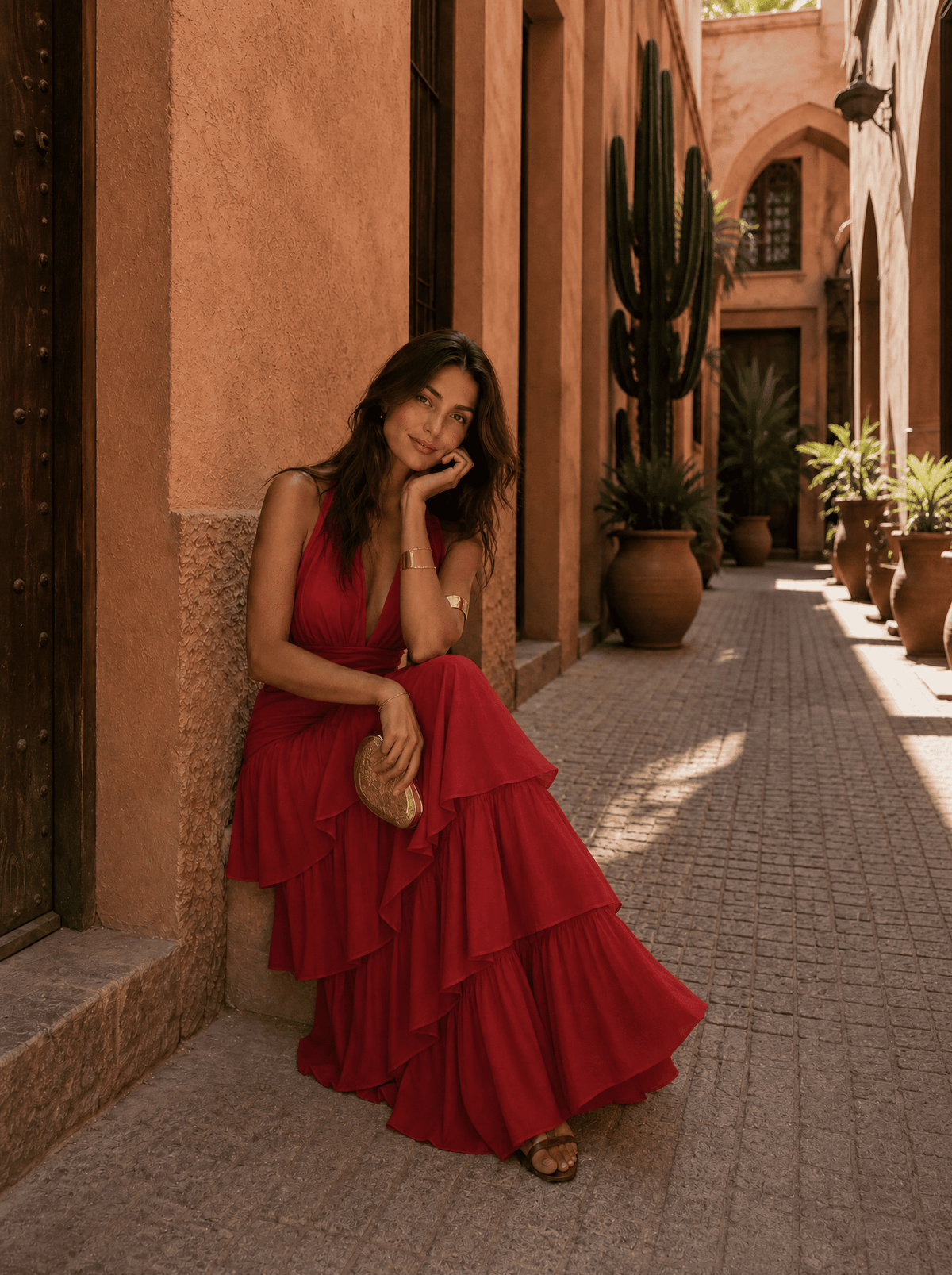 VALERIA | Vestido Largo de Volantes y Escote en V