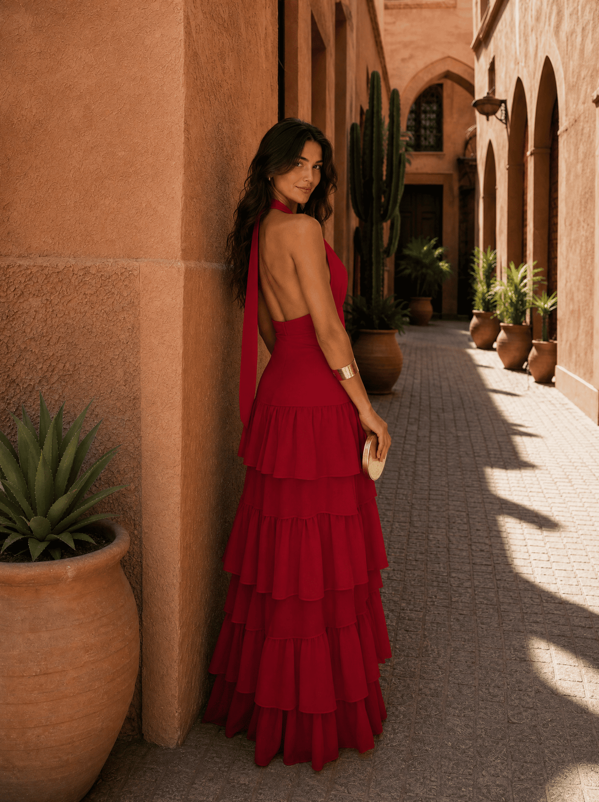 VALERIA | Vestido Largo de Volantes y Escote en V